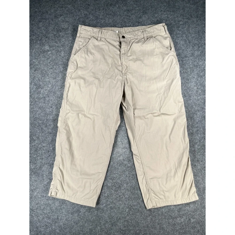 Carhartt Pants Men's 38x30 Dungaree Fit Beige Work‎ Pants Stretch